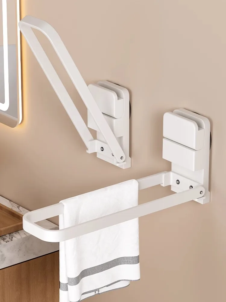 

Suction Cup Bathroom Towel Hanger Kitchen Floating Wall Shelf Towel Rack Folding Towel Holder Bathroom Accessories Tissue Hanger