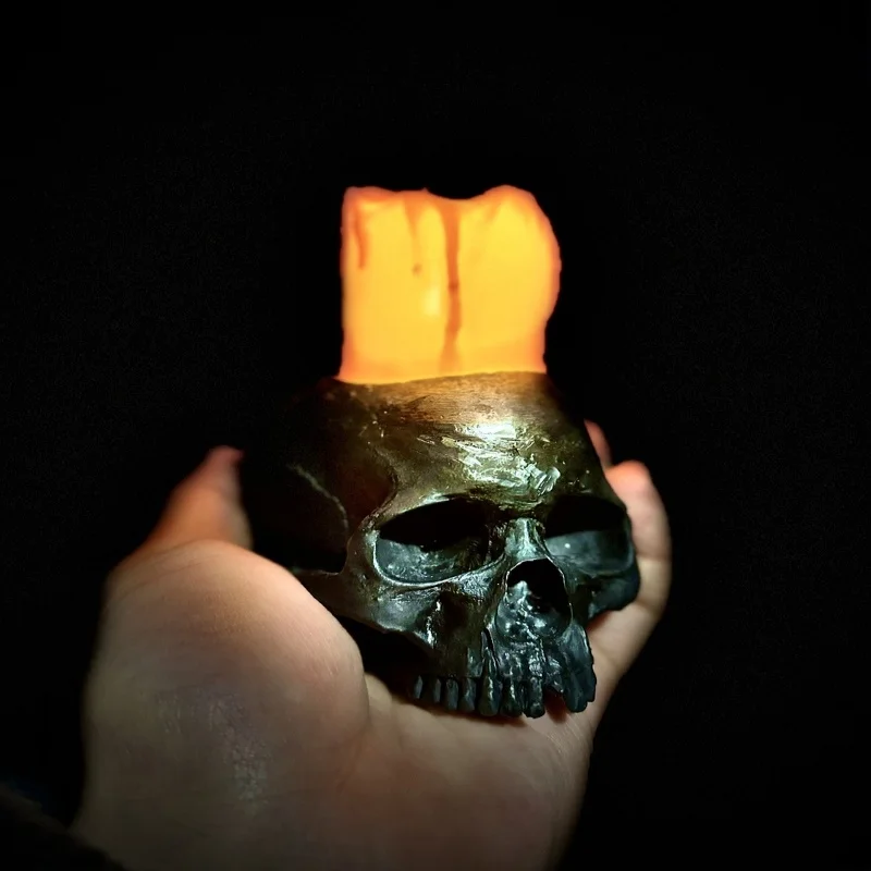 Skeleton Candle Skull Terrifying Desktop Decoration Halloween Decoration Creating Works By Resin Technology Personality Gift