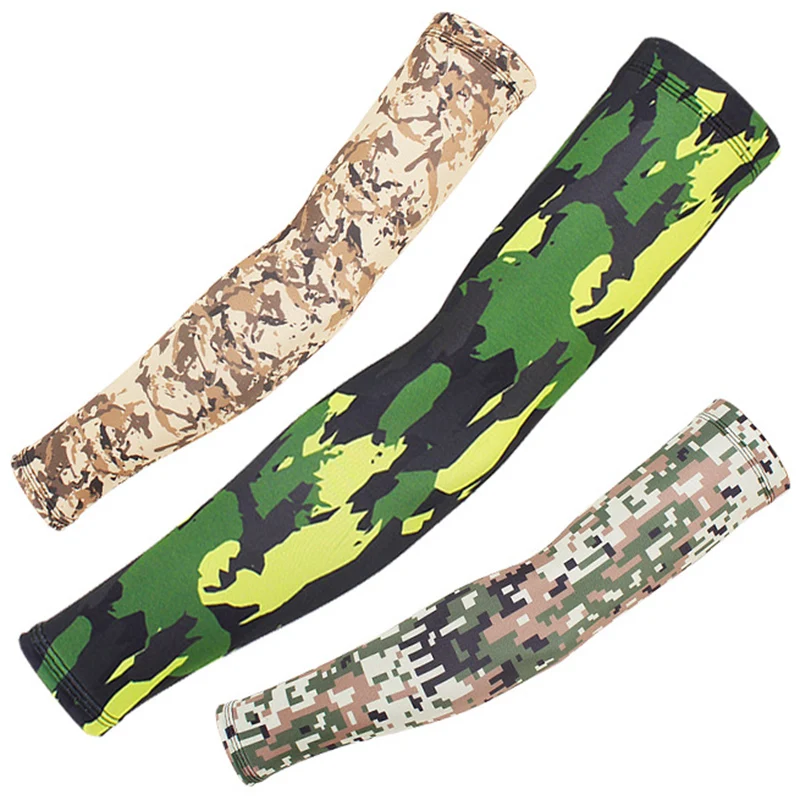 Quick Dry UV Sun Protection Camouflage Arm Sleeves, Basketball, Fitness Armguards, Plus Size, Sport, Cycling, Fishing Cover