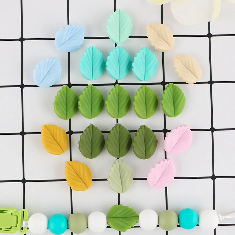 Sunrony 10pcs Mini Leaf Flower Silicone Beads For Jewelry Making Food Grade DIY Pacifier Chain Necklace Accessories