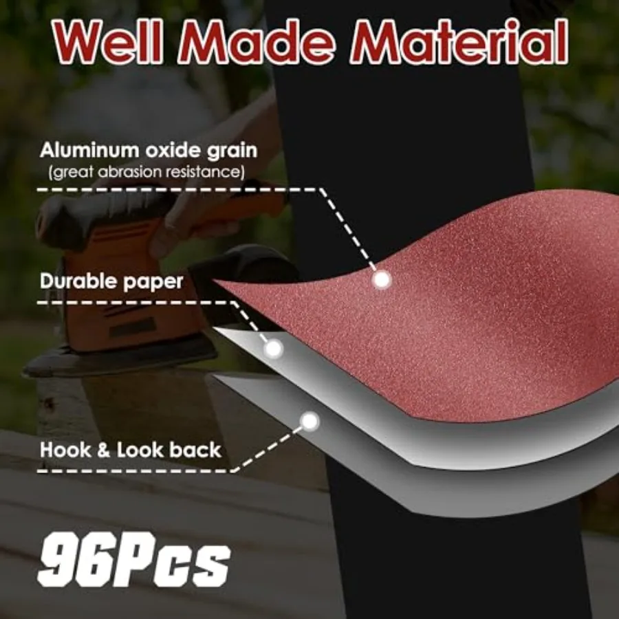 Pcs Mouse Sander Sandpaper Detail Sanding Pads Compatible with Ryobi Sander, 40 60 80 120 150 180 240 320 Grits Sand Paper Comp