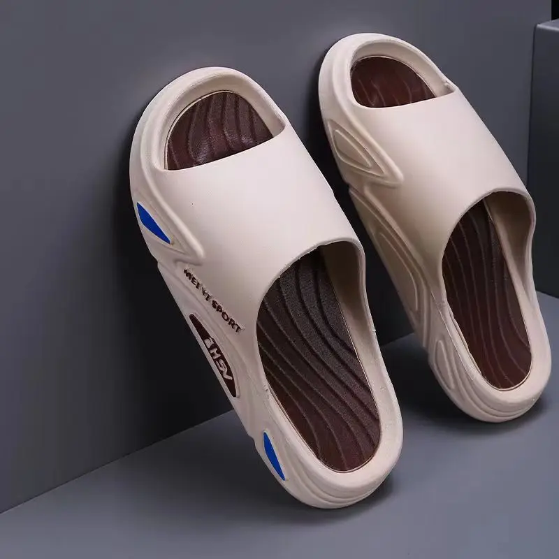 Man's Summer New One Word Slippers Soft Sole Non Slip Anti Odor Home Slippers Bathroom Slippers Outdoor  Beach Slippers