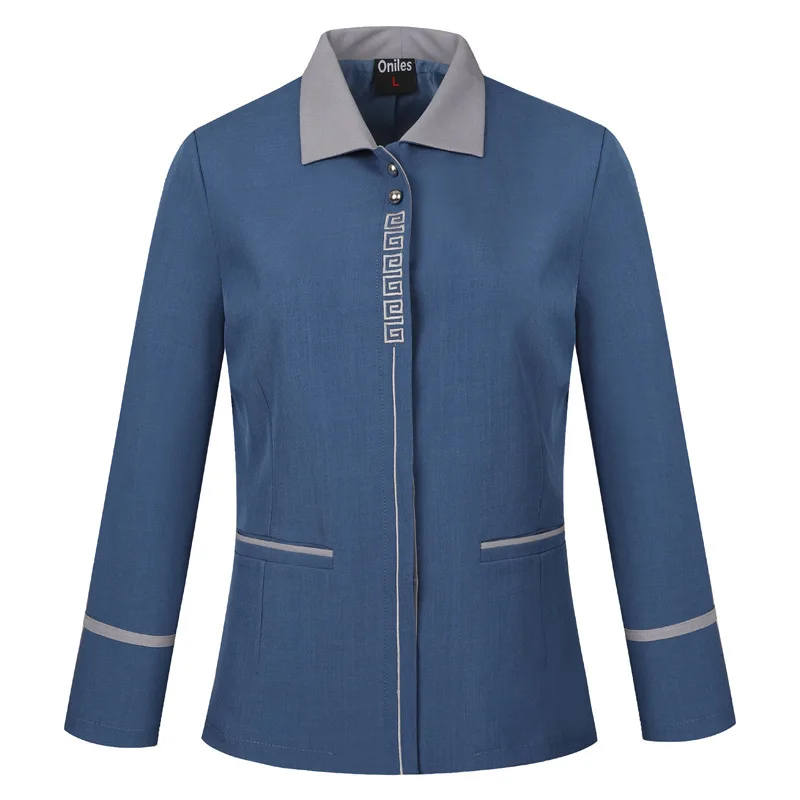 女性用長袖清掃ユニフォーム ホテル客室清掃PAWorkwear 秋冬の不動産管理女性用