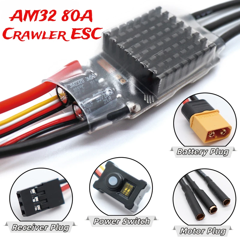 

AM32 80A ESC Programming Crawler ESC Power System Brushless Motor Combo RM-S20 Combo for RC CAR Axial Traxxas SCX10 TRX-4 TRX-6