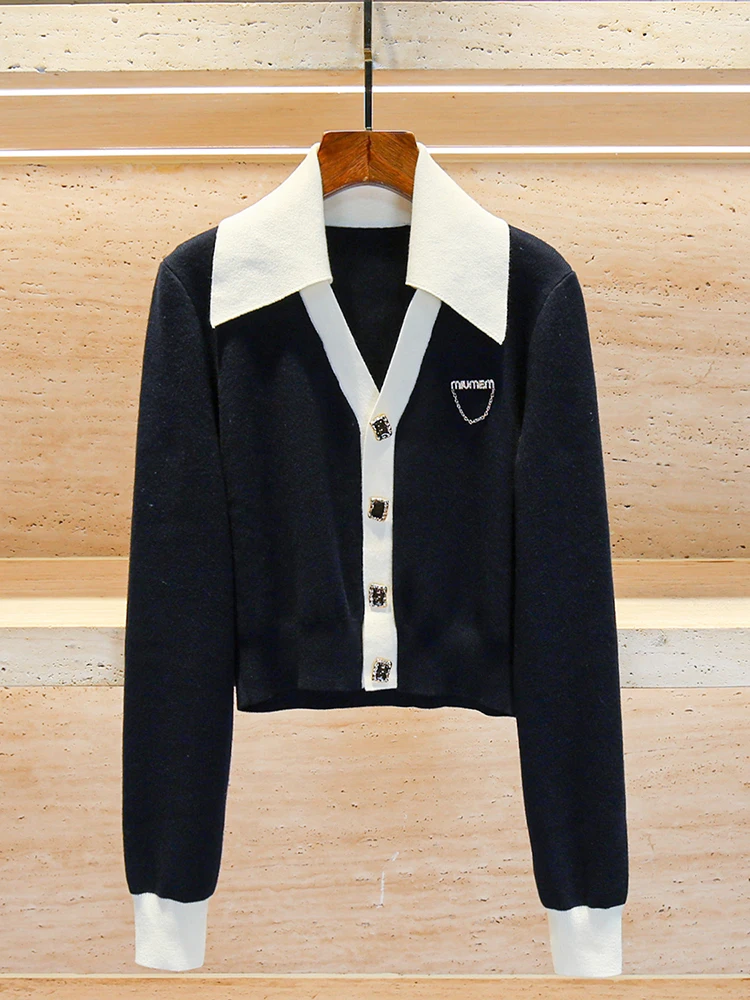 

Miumem High-End Women's Knitted Cardigan Collar Open-irt Autumn Winter College Sle Faion Simple Sle Regular Fit