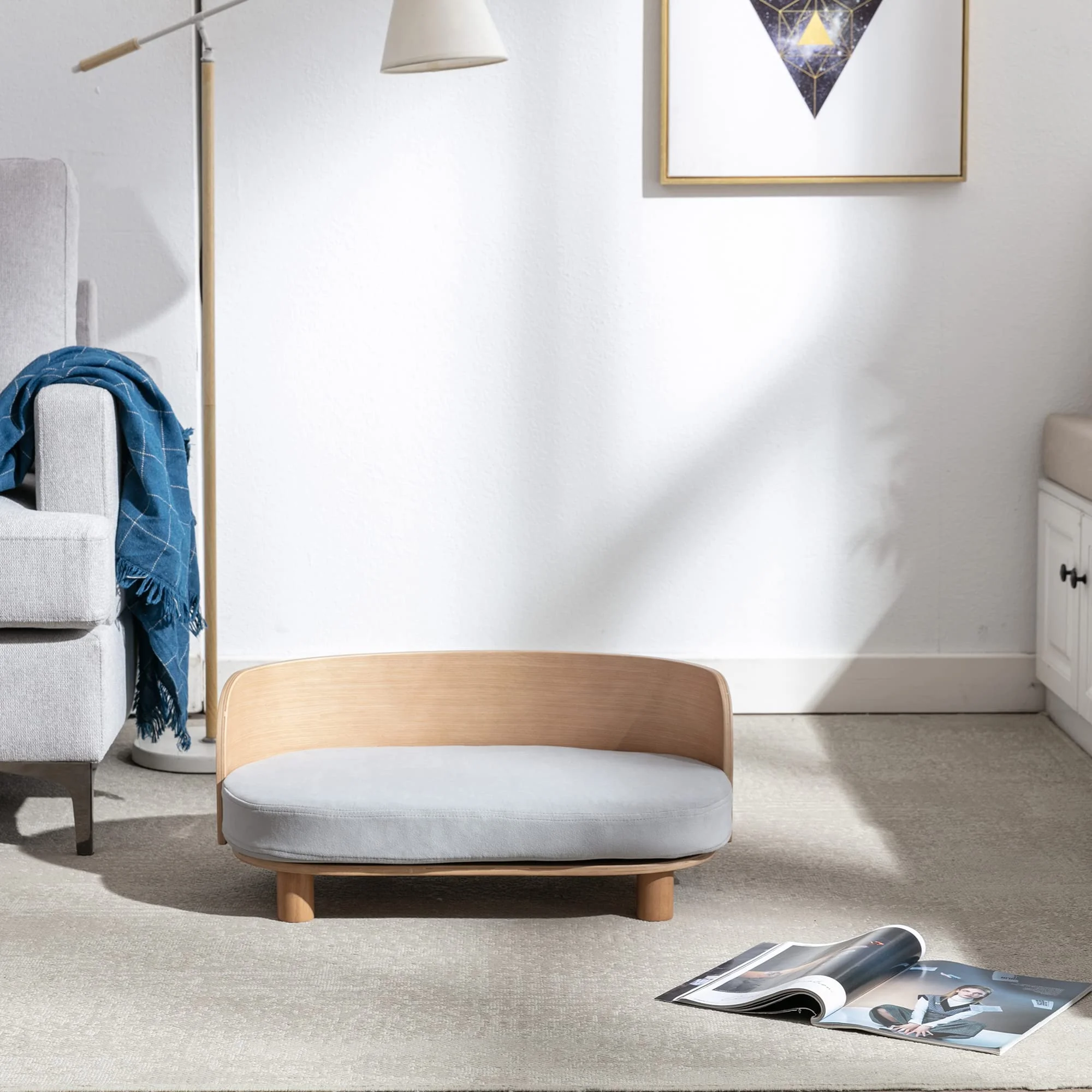 

Modern Luxury Pet Sofa Bed with Solid Wood Frame Velvet Cushions High Back-for Cats and Dogs