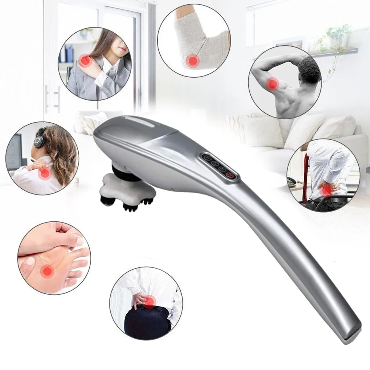

Auto Electric Neck Massager Handheld Hammer Infrared Massage Back Waist Leg Body Relax Cervical Vertebra Roller Massage Stick