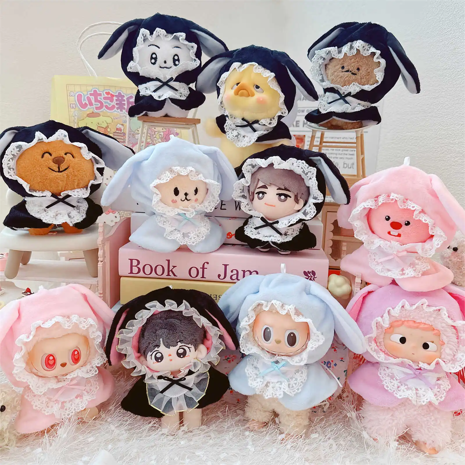 10cm Kawaii Idol Doll Clothes for Cute Lace Maid Shawl Cloak Plush Doll  Dress Up Changing Clothes Games Girls Birthday Gifts