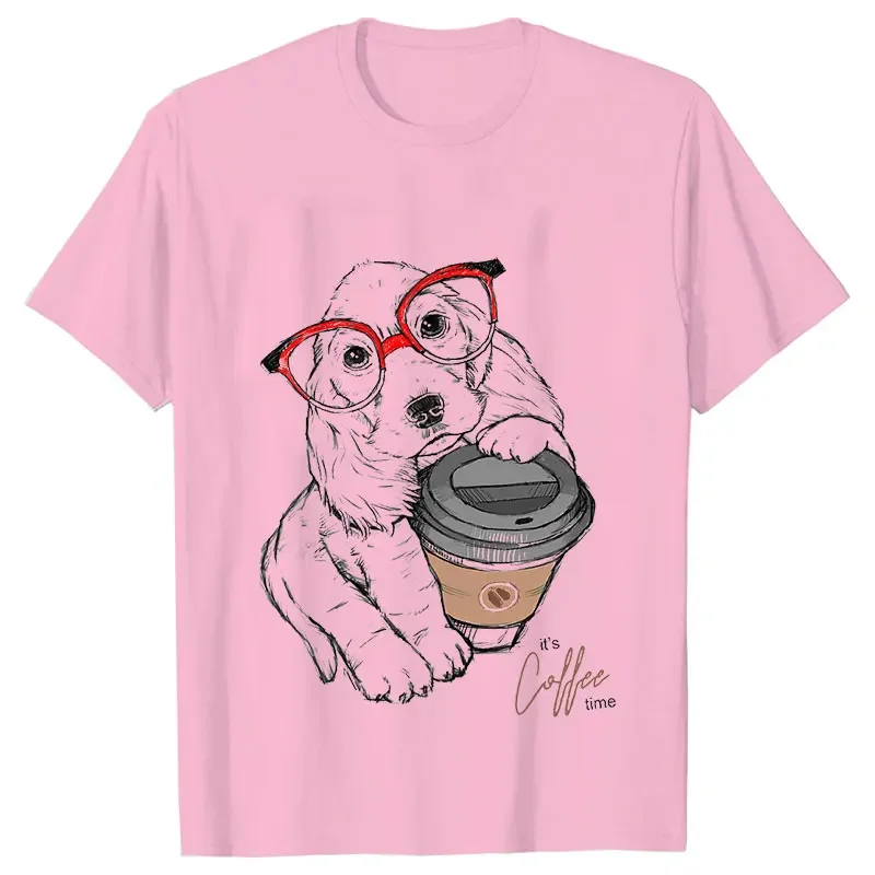 Camiseta con estampado de Bulldog Francés para mujer, ropa divertida de café, camisetas informales de manga corta, Verano