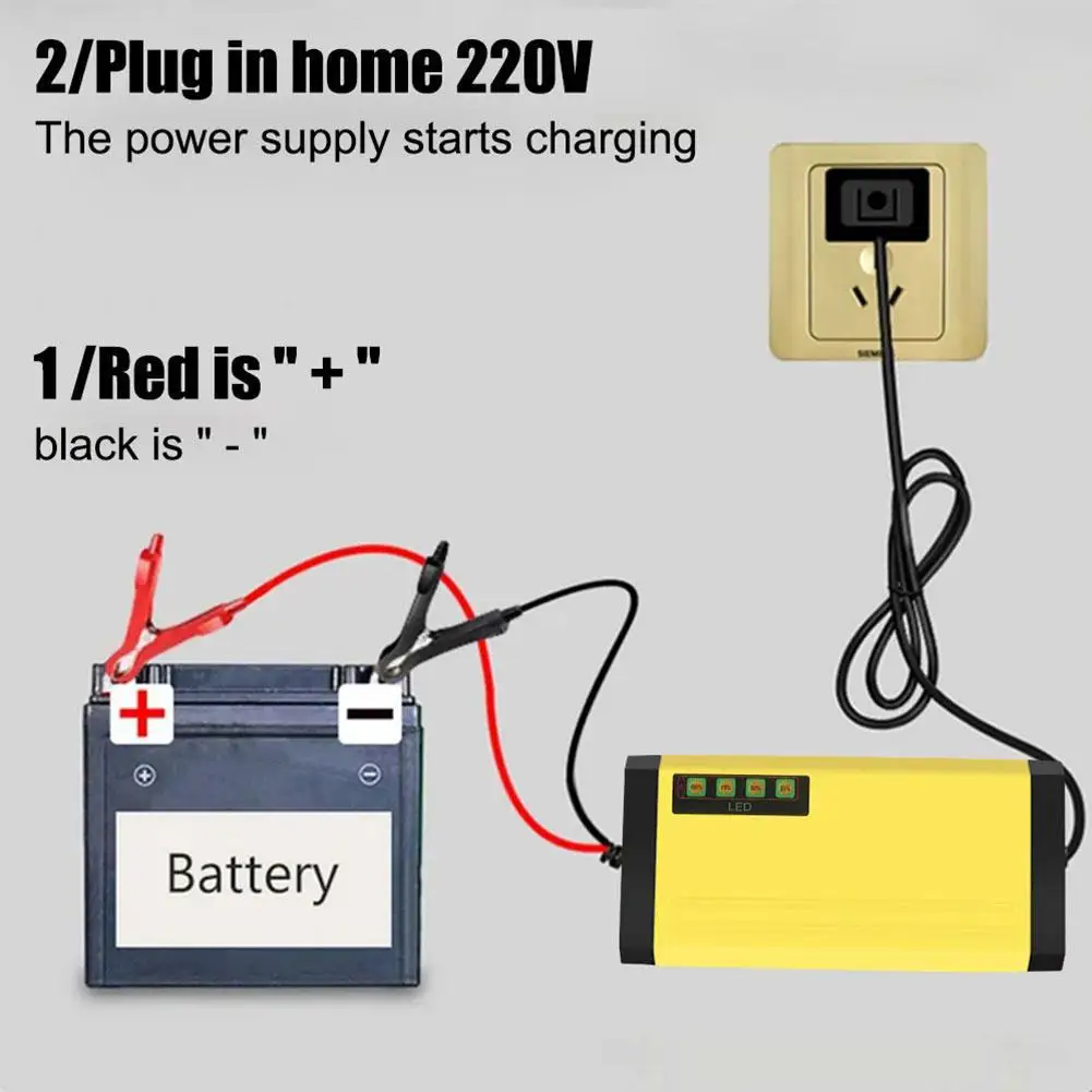 12V 2A Car Battery Charger Fast Charging Wet Dry-Lead LED Battery Truck Motorcycle Display Charger Acid Battery D5X3