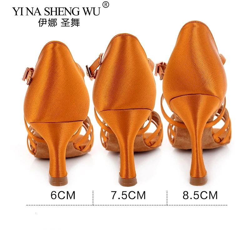 النساء أحذية الرقص اللاتينية قاعة الرقص التانغو السالسا ممارسة الأداء أحذية عالية الكعب أحذية الرقص القياسية بكعب 6/7.5/8.5 سنتيمتر