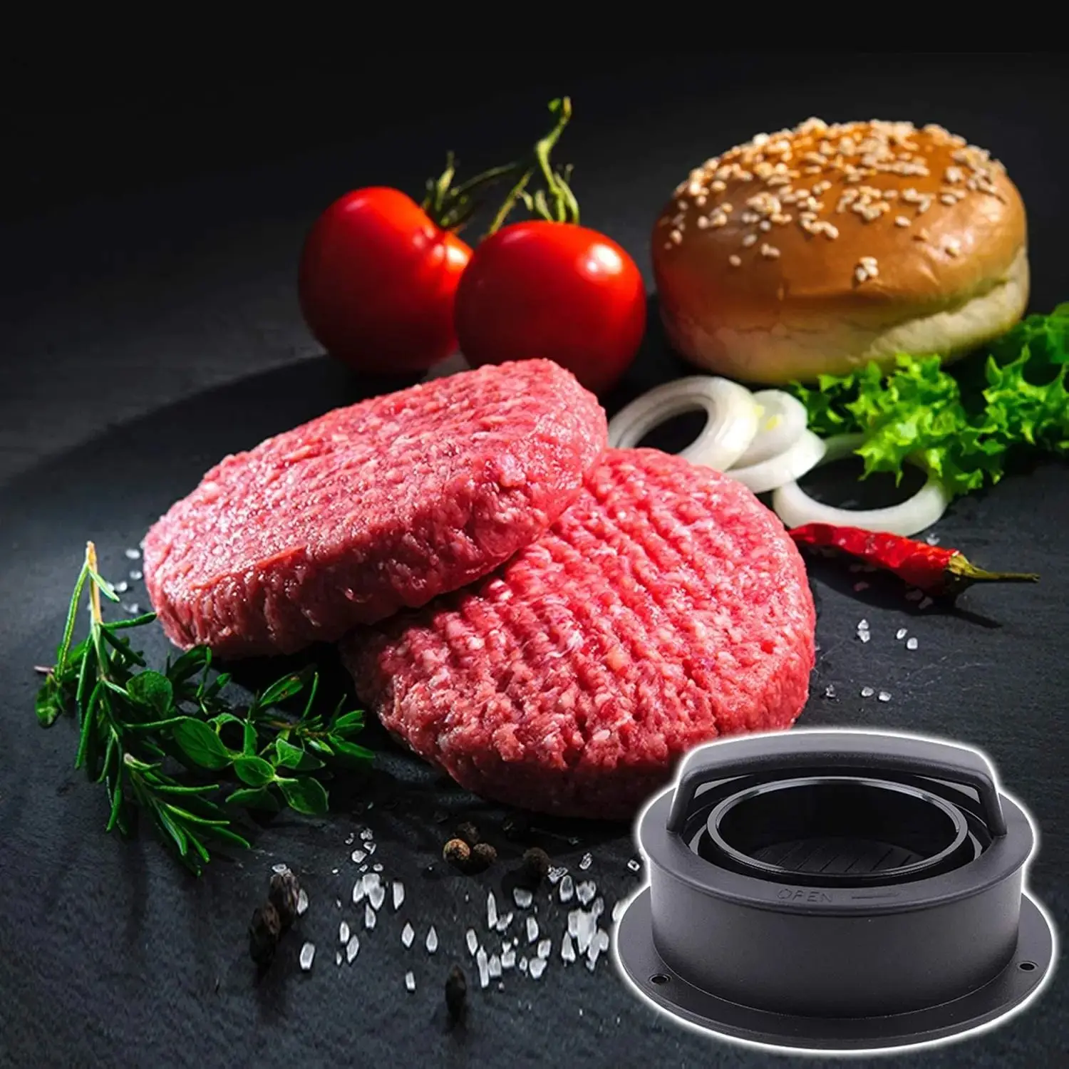 3 in 1 Non Stick Hamburger Patty Maker Slider Press Stuffed Burger Patty Press Patties Cookery Mold Kitchen Barbecue Tool