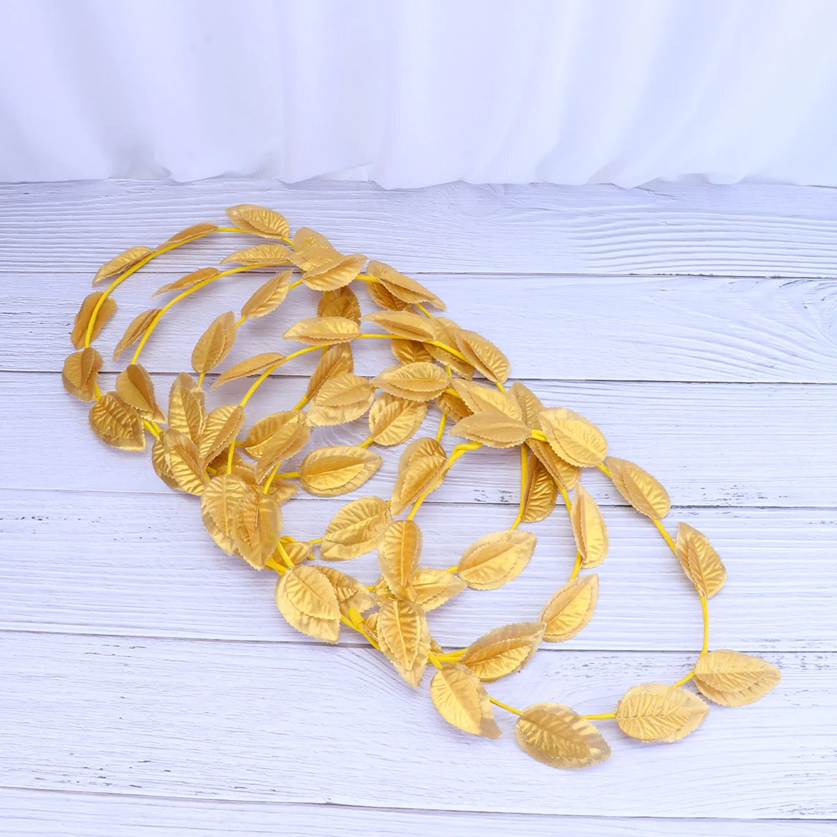 6 PCS Gold Leaf Wreath Headband Plastic Leaf Crown Headband Elegant Hair Accessories for Wedding Party Cosplay Stage Performance