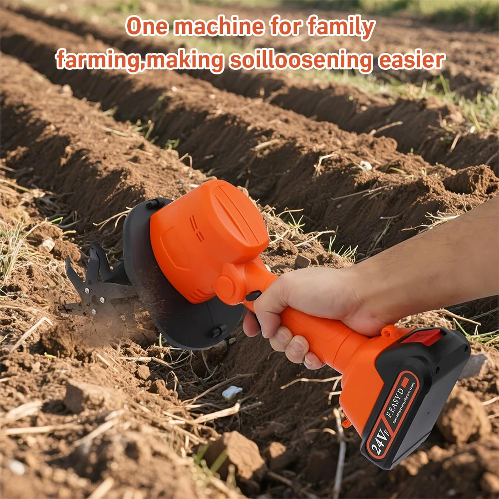 

Аккумуляторный ручной электрокультиватор 21В с 2 батареями, садовый роторный культиватор для газонов/садов/обработки почвы