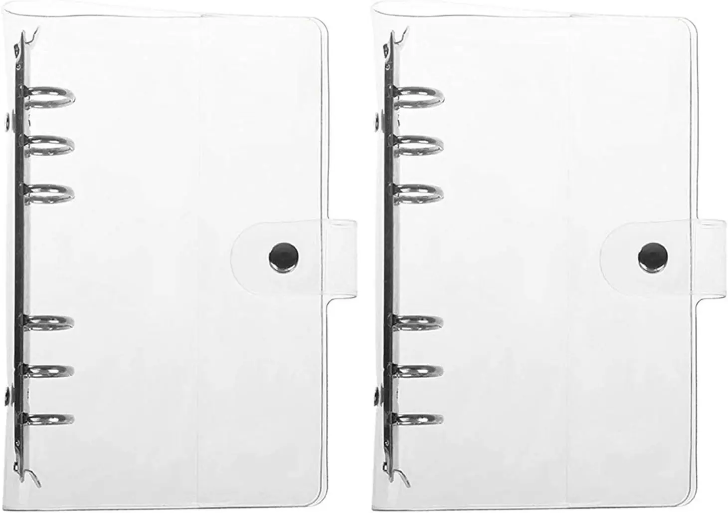2 pezzi raccoglitore A6 trasparente in PVC morbido 6 anelli raccoglitore economico riutilizzabile pianificatore copertina protezione chiusura con bottone a pressione cartella a fogli mobili
