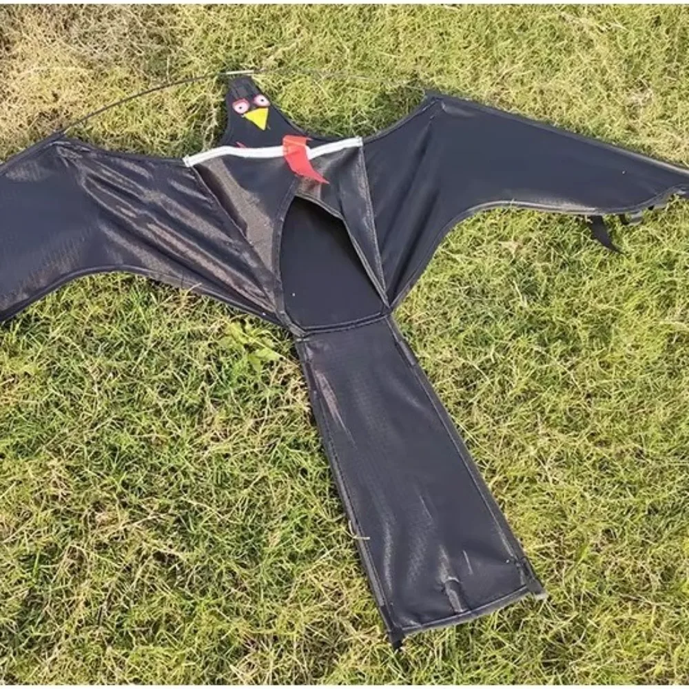 Frightening Hawk Bird Kite with Pole 3D Realistic Bird Scarer Kite Good Flying Ripstop Bird Repellent Eagle Kite Farm