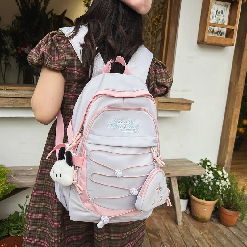 Mochila informal de nailon con cremallera Para Mujer, bolso de gran capacidad, estilo básico, tendencia, novedad de 2024