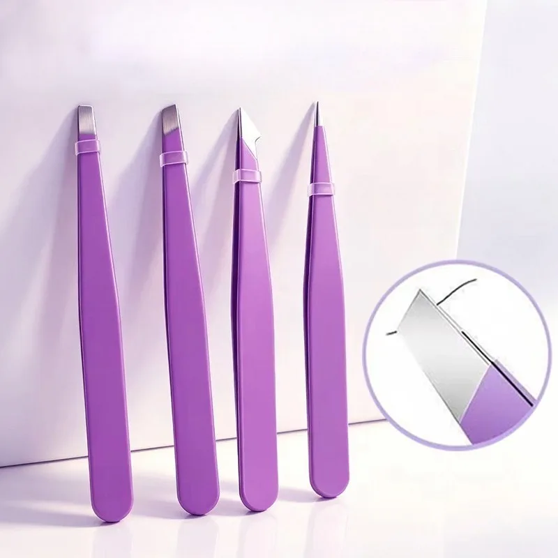 Stainless Steel Eyebrow Tweezers Kit with Storage Bag