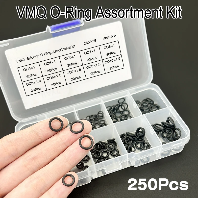 

Food Grade VMQ Silicone O-Rings Assortment Kit 250PCS for Pressure Cooker Gasket/Blender Jar - Heatproof Non-Toxic Easy to Store
