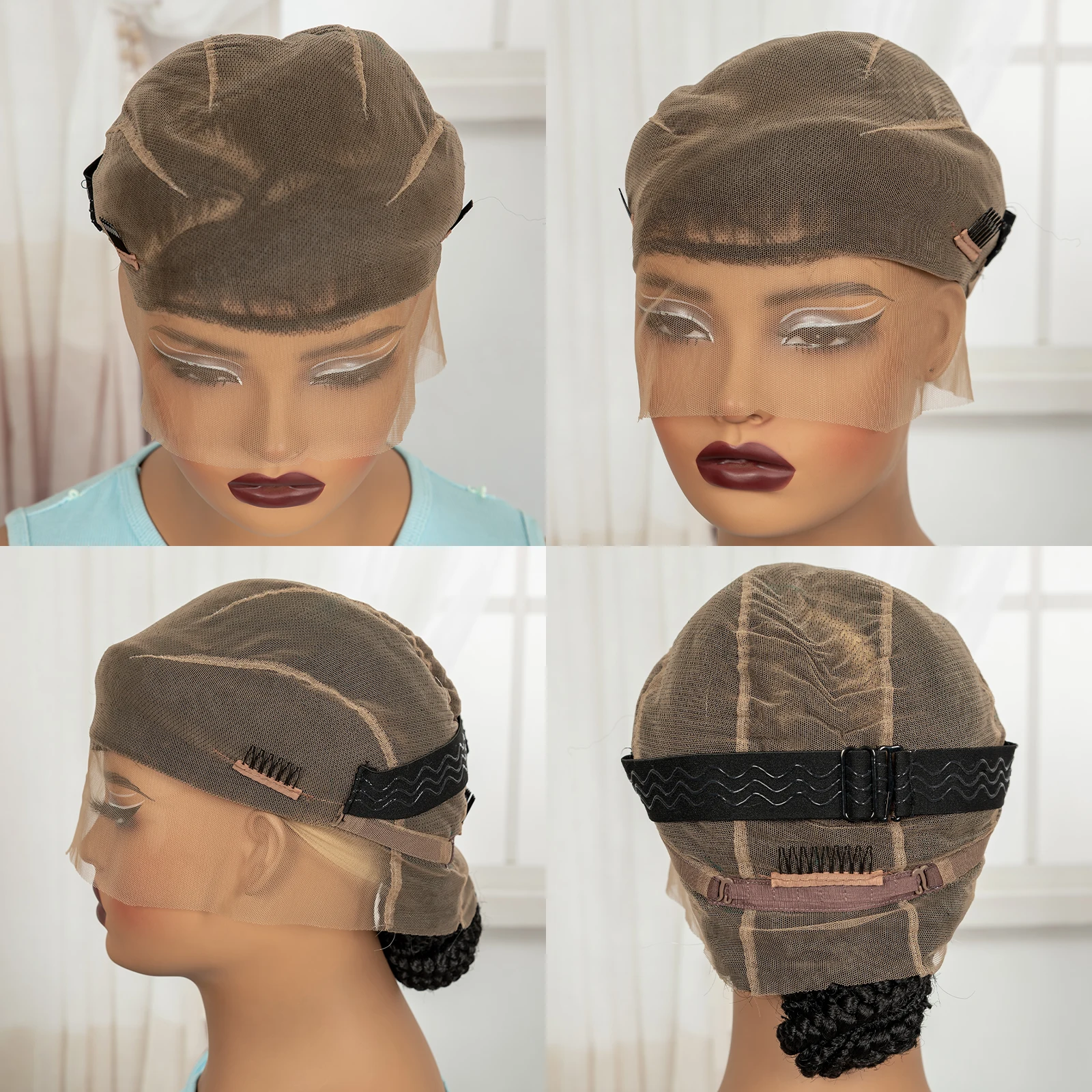 Full Lace Cornrow Braided Wigs Synthetic Handmade Bantu Braided Lace Wigs Natural Box Braids Wigs with Baby Hair for Black Women
