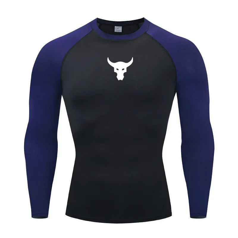 Men Round Neck Quick dry Long-Sleeved Compression Long Sleeved Sports Fitness Tight T-shirt Running