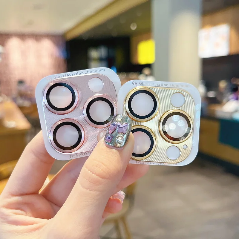 iPhone 16 17 Pro Max Plus カメラレンズプロテクター 強化ガラス メタルレンズリングキャップ iPhone 13 Mini Pro Max ケース用