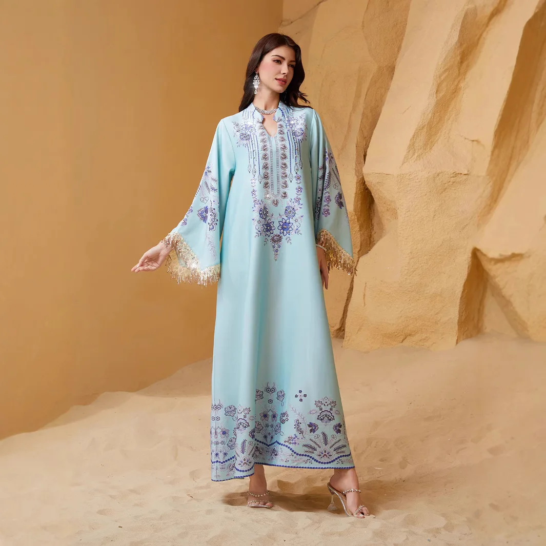 ขายร้อนเชือกเย็บปักถักร้อยชุดราตรีหรูหราผู้หญิงมุสลิม A-Line แขนยาวชุดราตรีที่กําหนดเองแฟชั่น PARTY คํา Robe