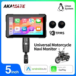 5 inch Motorcycle Monitor Wireless CarPlay Android Auto Navi Monitor IPS Waterproof Bluetooth for Motor Harley Yamaha Kawasaki