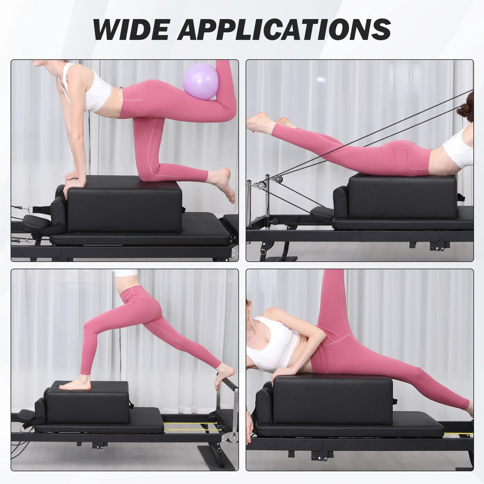 Box da seduta imbottito per Pilates Reformer con maniglia per il trasporto, box corto con cuscino in pelle antiscivolo per esercizi di core, equilibrio, stretching, postura e riabilitazione