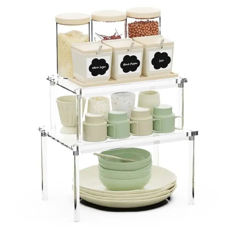 NEW HOT In Stock-Clear Acrylic Cabinet Organizer 2 Pack, Cabinet Organizer Shelf, Spice Rack Organizer For House Essential For G