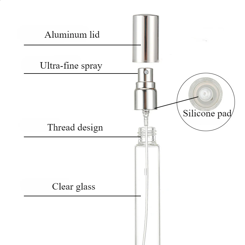 10-5PCS 5ML/10ML/15ML Nachfüllbare Tragbare Glas Parfüm Flasche Leere Kosmetik Flasche probe Reagenzglas Reise Kosmetische Werkzeug Set – Detail 2