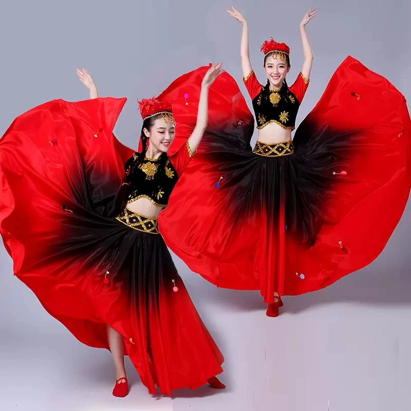 Xinjiang dance costumes Weiwu nationality woman ethnic dancing red costumes female xinjiang dancing clothing chinese folk dance