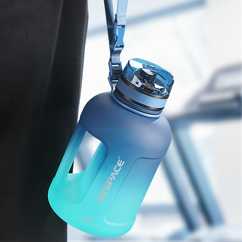 2 Liters Water Bottle with Time Marker Reusable Outdoor Sports Drinking Portable Tritan Plastic Cups With Handgrip High-capacity