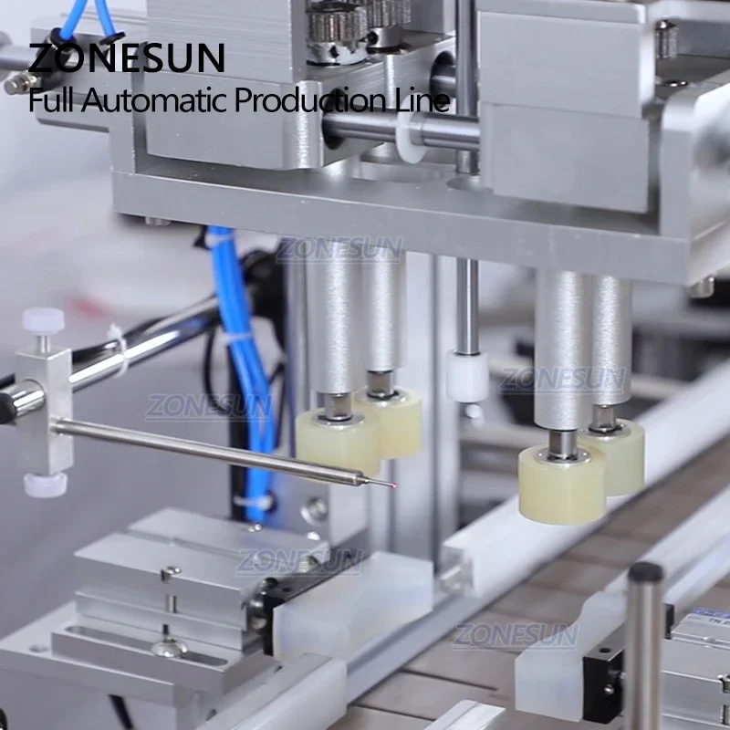 ZONESUN Tabletop Automatic E-juice Beverage Solvent Peristaltic Pump Filling Capping Labeling Machine for Production Line