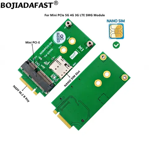 NGFF M.2 B 키 인터페이스 미니 PCI-E MPCIE 무선 모듈 어댑터 카드, 1 나노 SIM 슬롯, 5G 4G 3G LTE GSM WWAN 모뎀