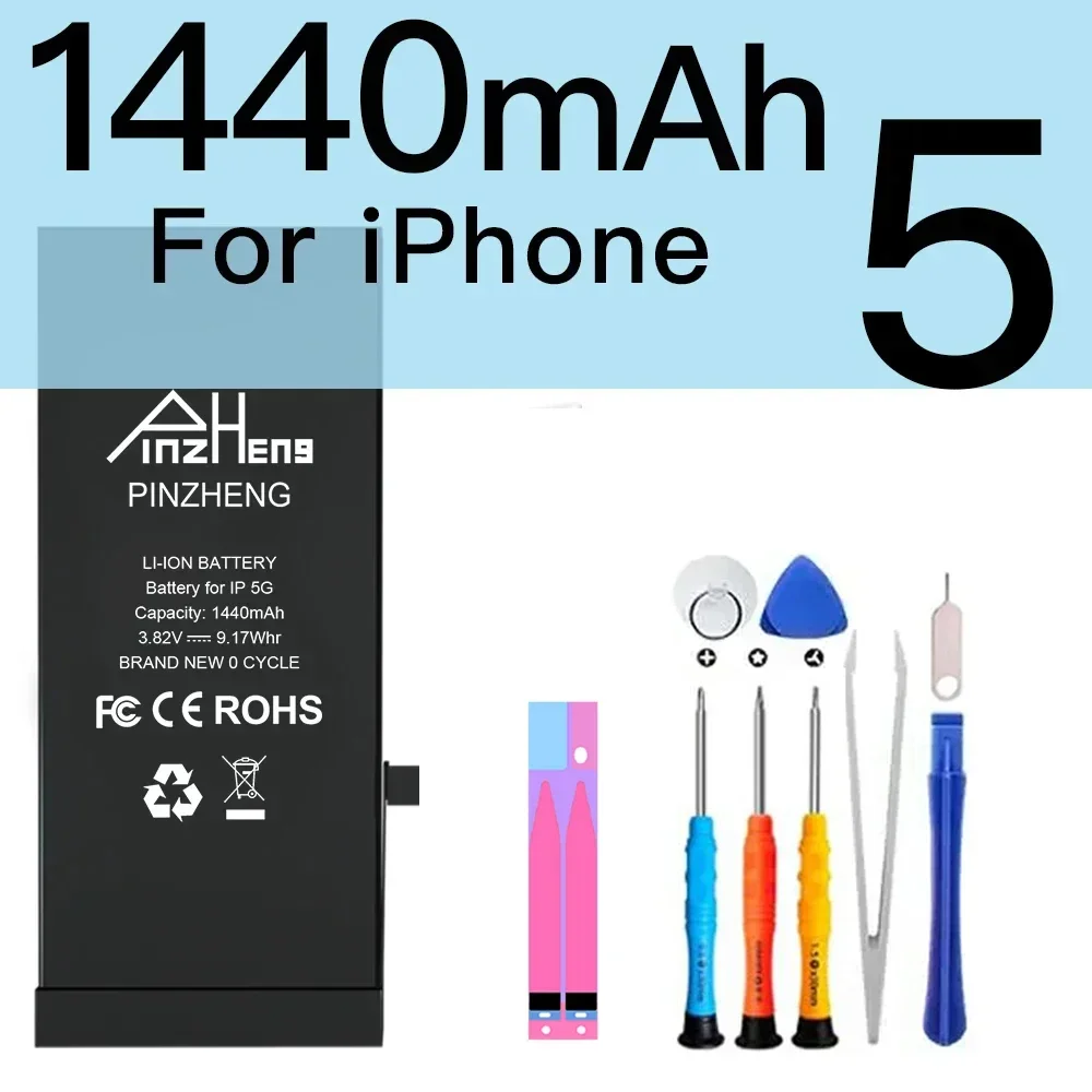 PINZHENG Echter Akku mit hoher Kapazität für iPhone 8 Plus SE 5S 6 6S 7 X Xr Xs Max Telefon-Ersatzbatterien Garantie ein Jahr 4