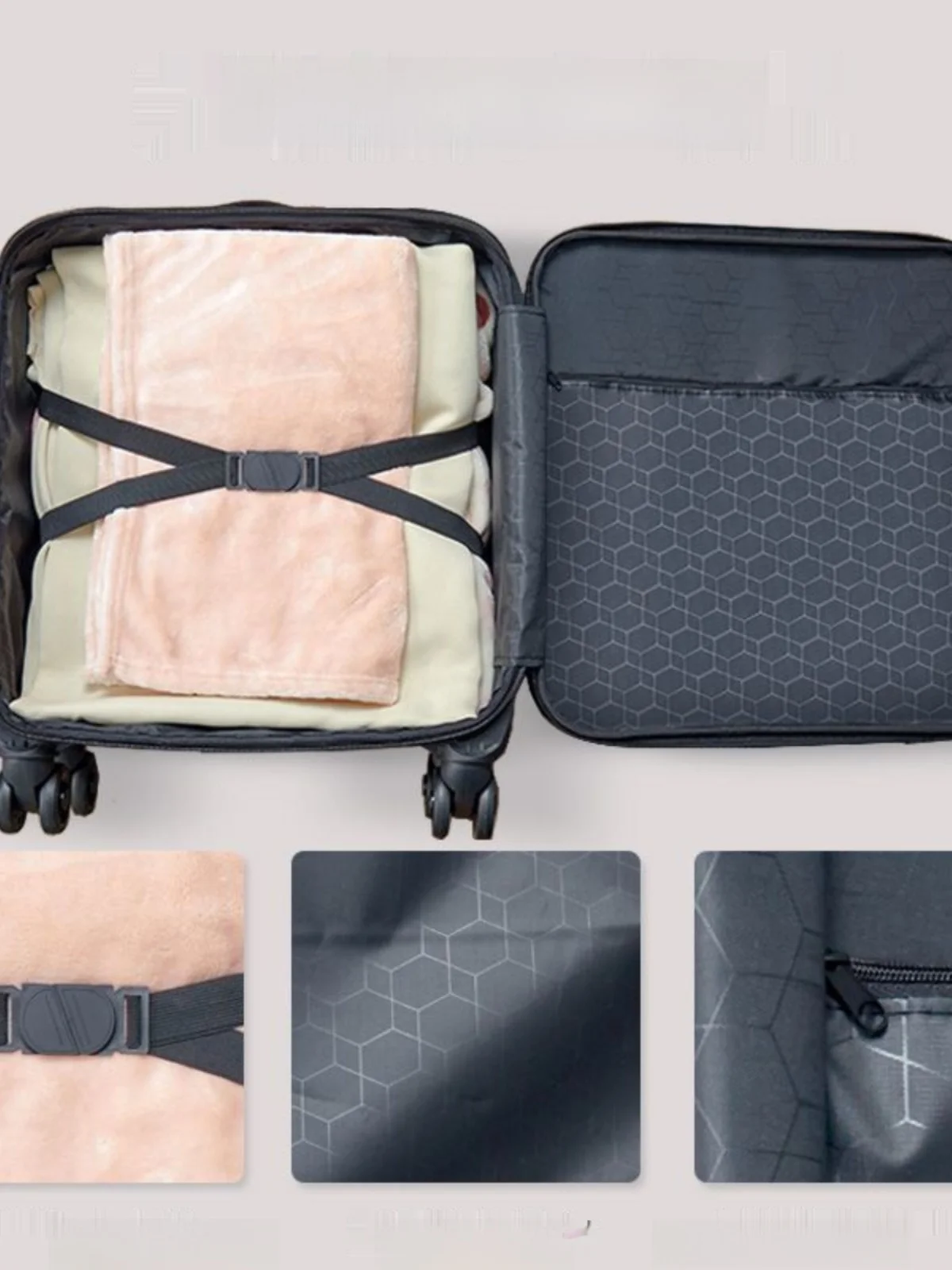 حقيبة حمل من قماش الثور مقاس 8 بوصة، صندوق كلمة مرور كبير بسعة كبيرة للسفر، متين مع عجلات رباعية الاتجاه