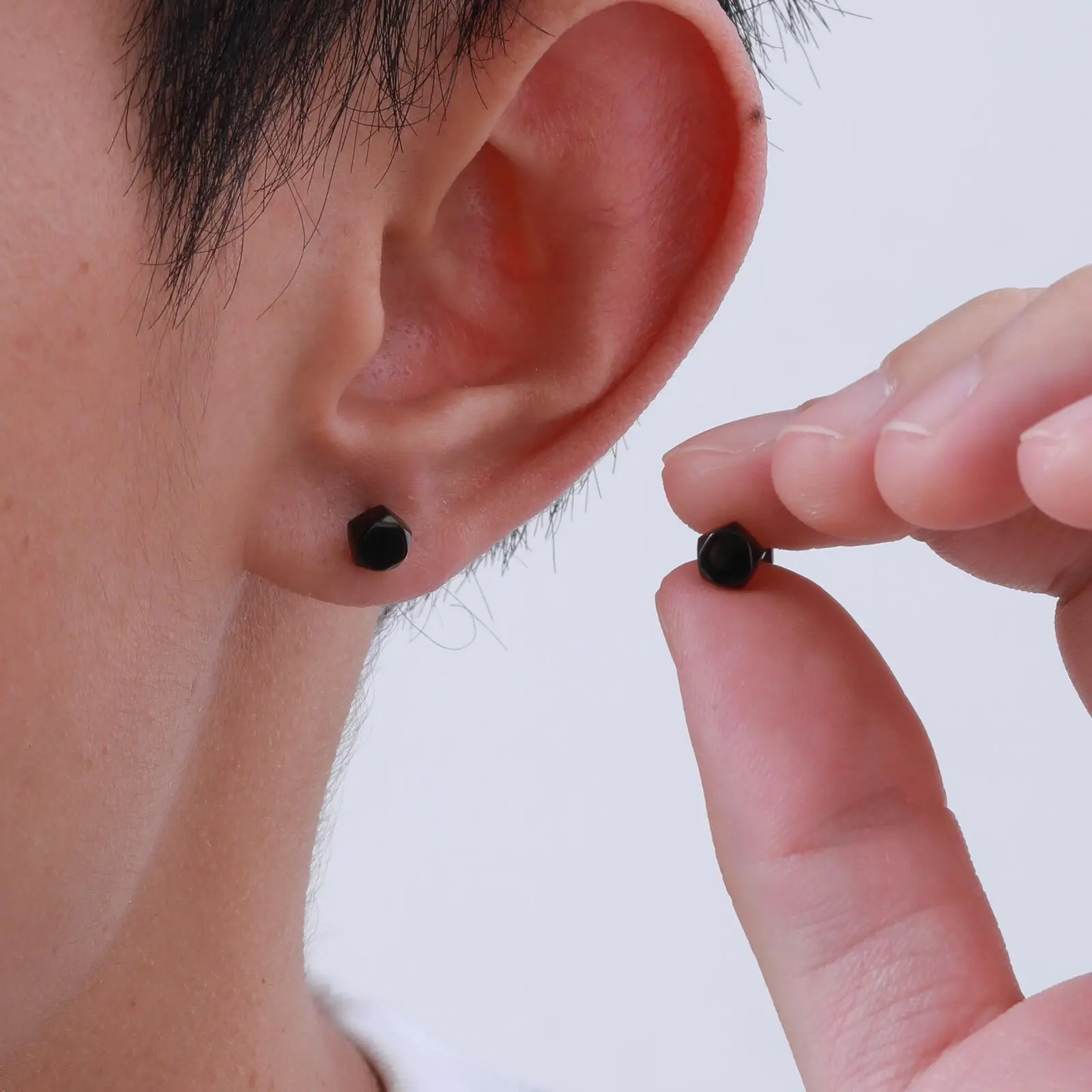 6mm Small Cute Rhombus Screw Ball Stud Earrings For Women/Men Geometric Hexagonal Ear Bone Studs Simple Jewelry