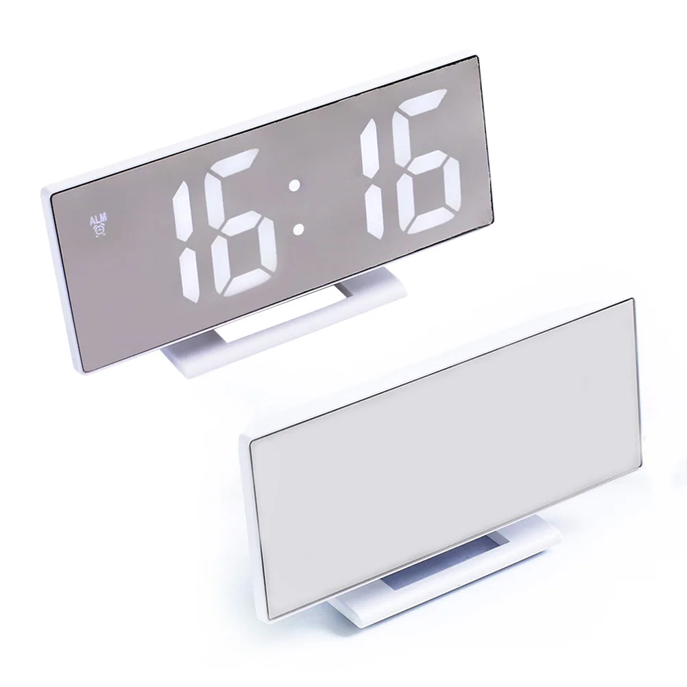 

LED Large Screen Alarm for Bedroom Slim Mirror Clock with 4-bit Display Time Date Temperature Mode Selection Power