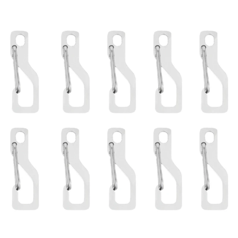 10Pcs Small Carabiner Clip Stainless Steels Keychain Carabiner Clasp Spring Keyring Hook Backpacks Attachments Hook