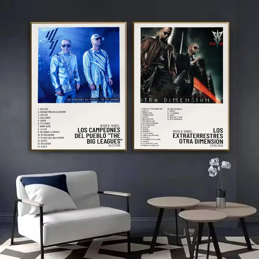 Wisin Yandel Music Album Poster Waterproof Sticky Wall Art Print For Bedroom Living Room Hallway Bar Home Decor