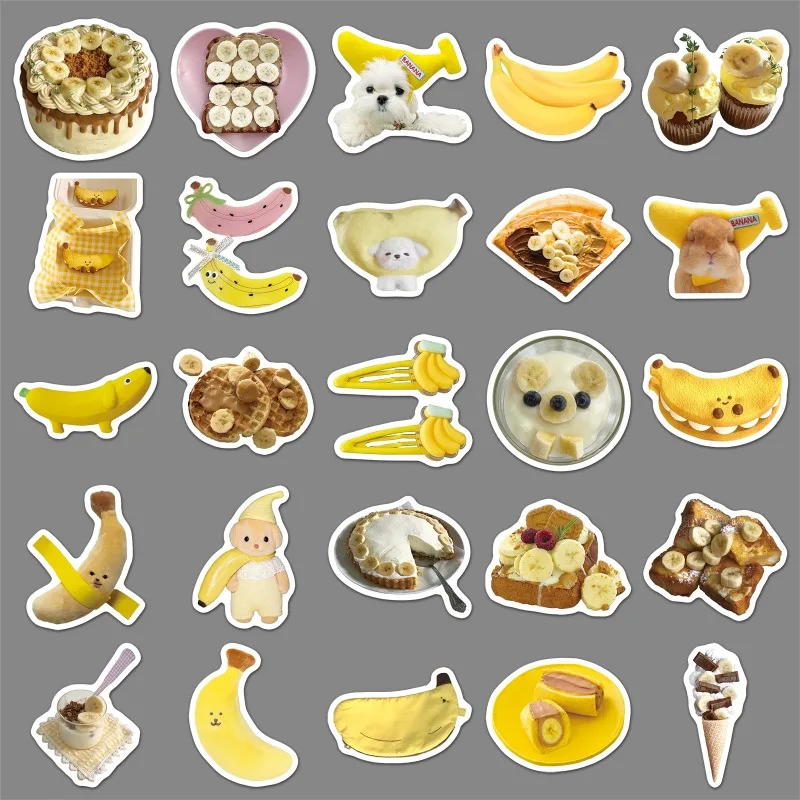 50 قطعة INS عادية الكورية موضة الموز سجل القصاصات مجلة ملصق ديكور ذاتي الصنع الأصفر كولو الكرتون القرطاسية ملصق مائي لوازم الطلاب #3