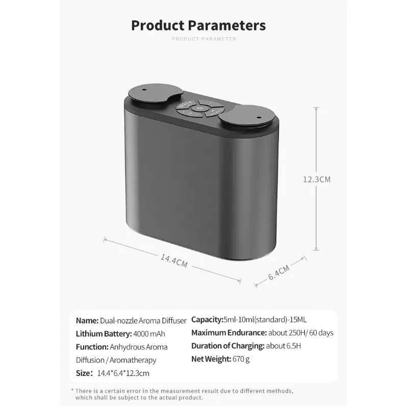 Dual Nozzle Luxury Portable Home Smart Anhydrous Aroma Diffuser