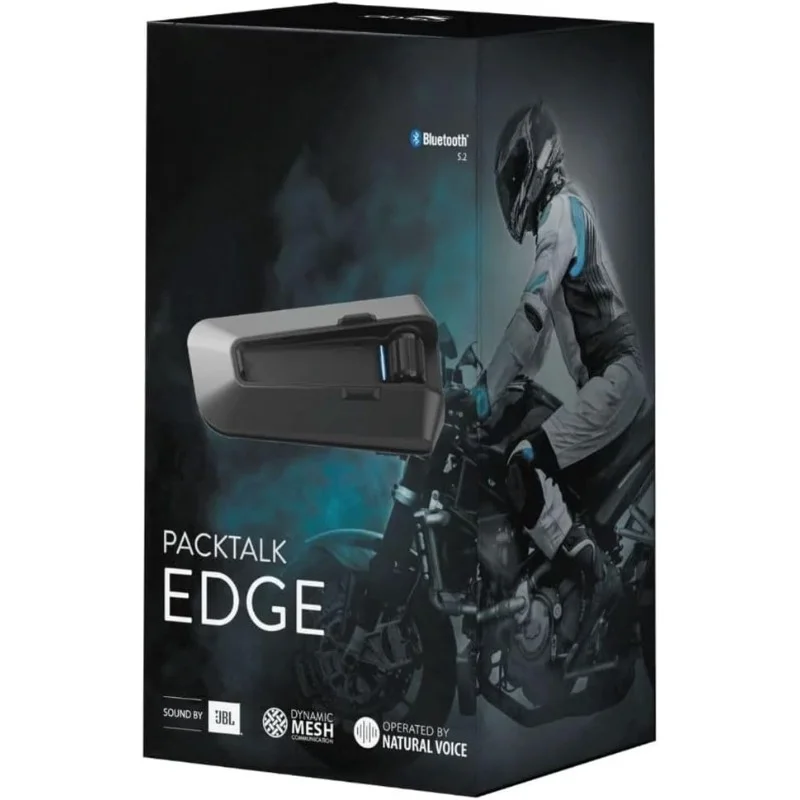 

PACKTALK Edge Motorcycle Bluetooth Communication System Headset Intercom - Dual Pack, Black