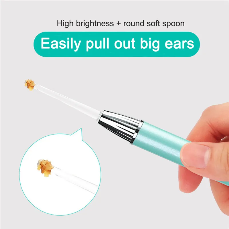 LED Baby Ear Wax Removal Cleaner Tool Flashlight Earpick Endoscope Penlight Cleaning Remover Light Visual Spoon with Magnifier