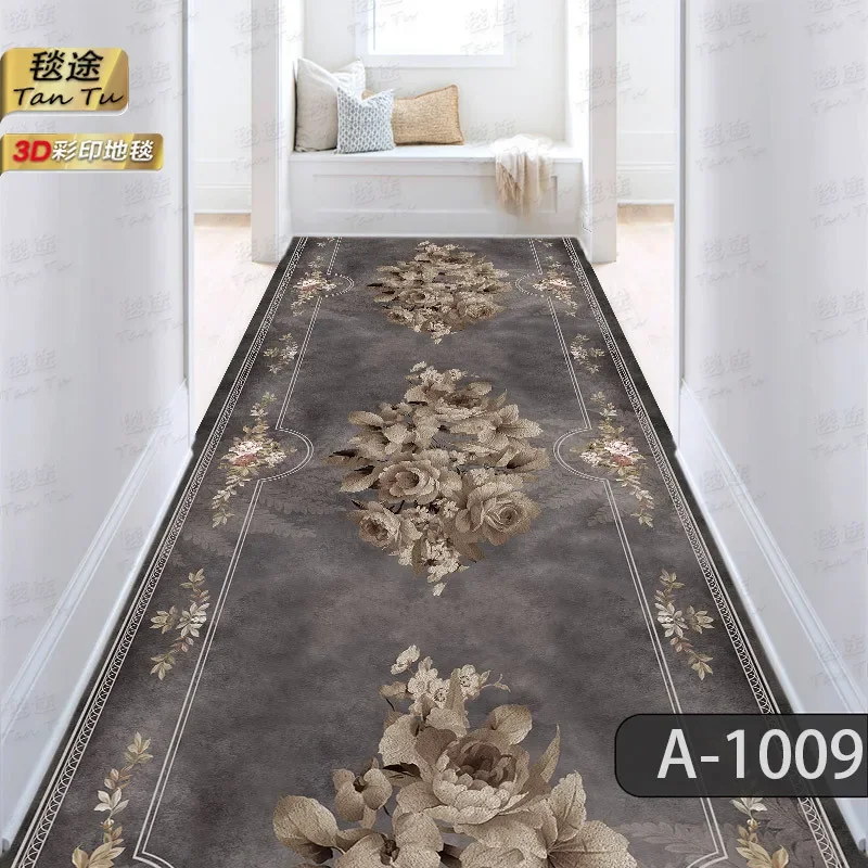 NEW Fashion Long Rugs For Corridor Runner Non-slip Floor Mat Long Strip European-style Hotel Hallway Wedding Carpet Printed