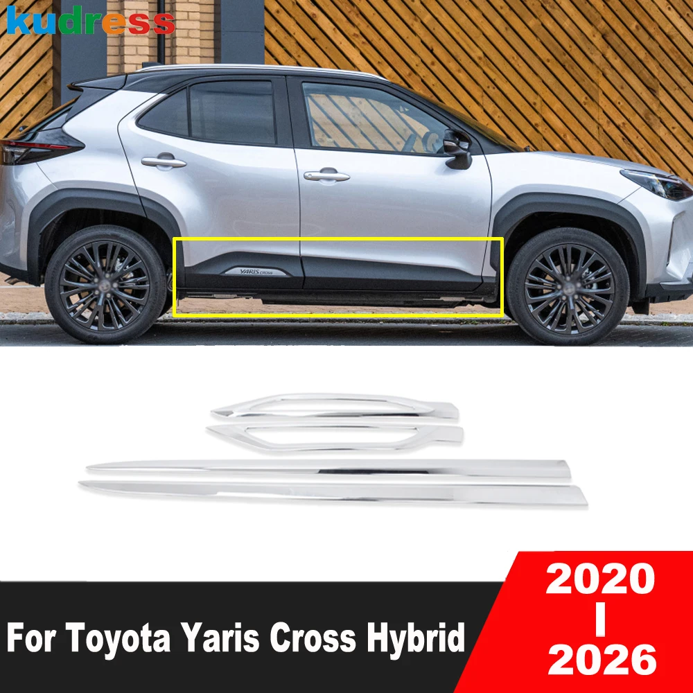 

Side Door Body Trim For Toyota Yaris Cross Hybrid 2020-2022 2023 2024 2025 2026 Chrome Car Door Panel Streamer Strip Accessories