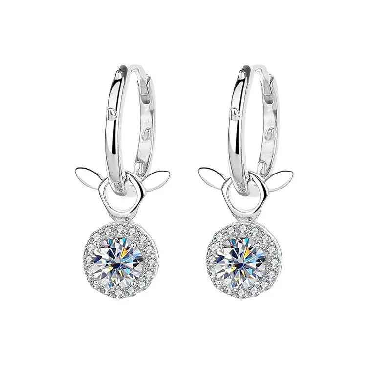 

ZFSILVER Fashion Trendy Classic 925 Silver Color D Moissanite Ear Wing Earring For Charms Women Accessories Jewelry Gift Zhenshi
