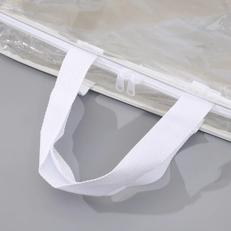 2 Stück extra große PVC-Aufbewahrungstasche mit Reißverschluss und robustem Reißverschlussgriff – strapazierfähige Kunststoff-Umzugsbox, transparente Aufbewahrung – Detail 3