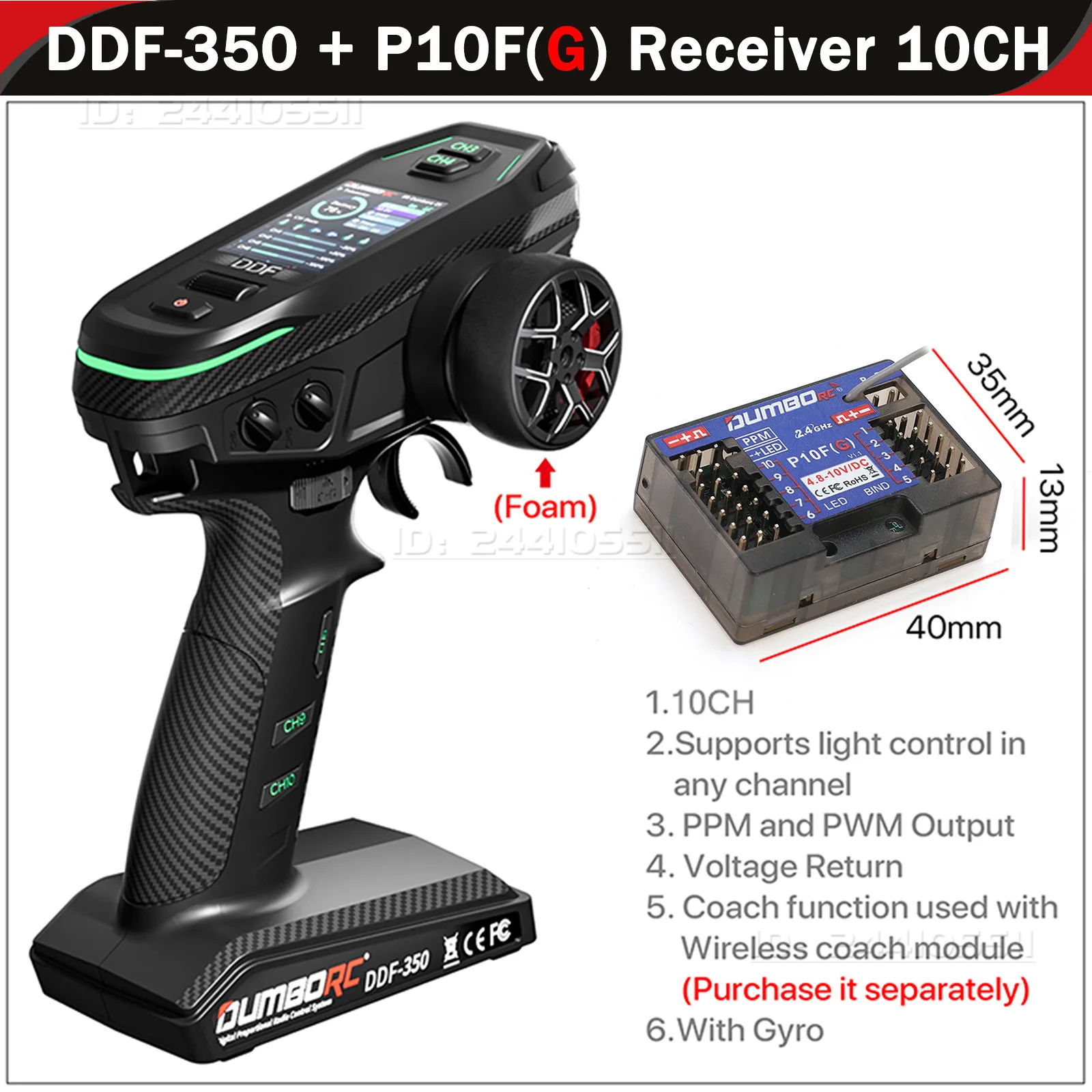DUMBORC DDF-350 10CH RC Afstandsbediening 2.4G Digitale Radio Zender Gyro Ontvanger voor Drift Auto Tank Boot Robot Speelgoed Wltoy